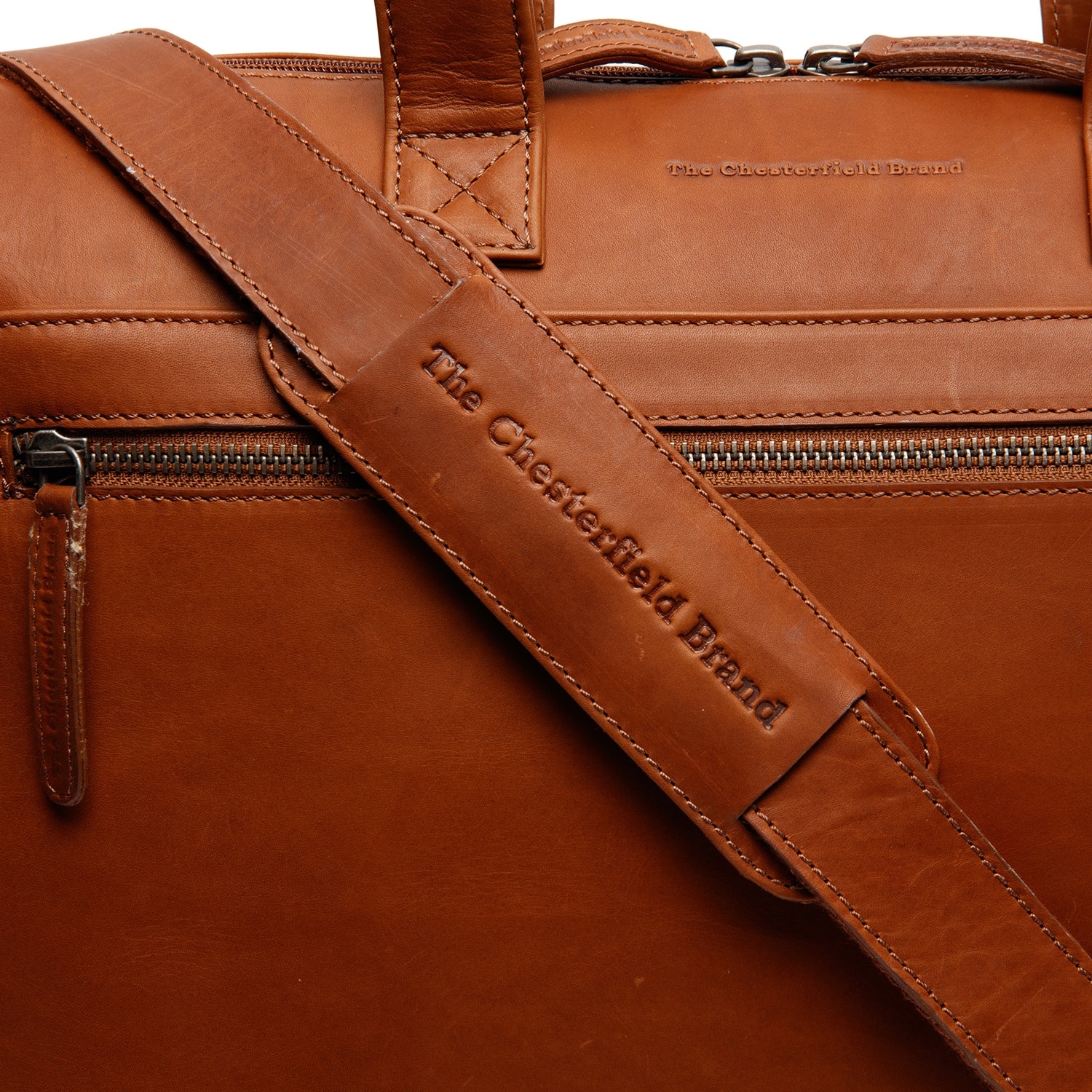 Geanta de laptop din piele naturala, The Chesterfield Brand, Levanto 14 inch, Maro coniac
