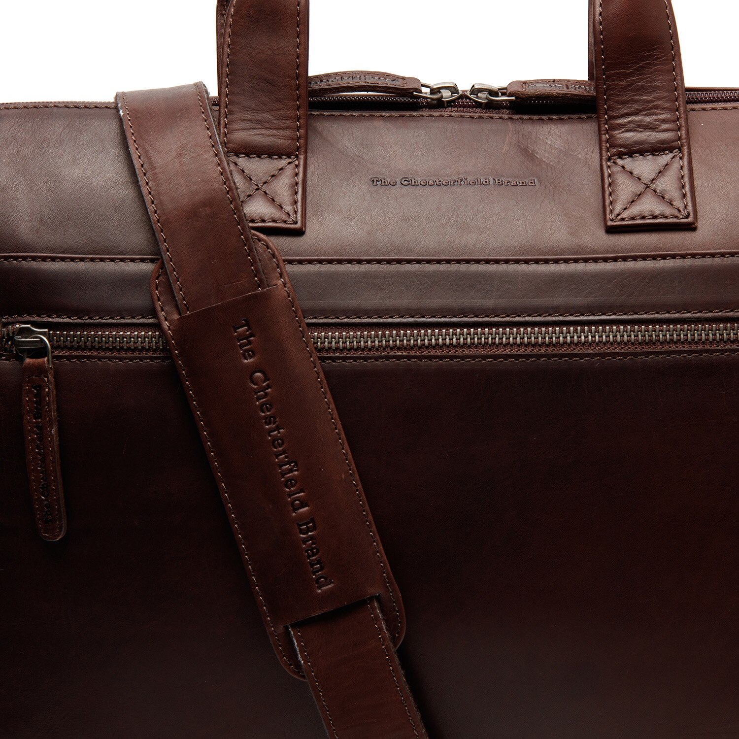 Geanta de laptop din piele naturala, The Chesterfield Brand, Levanto 14 inch, Maro inchis