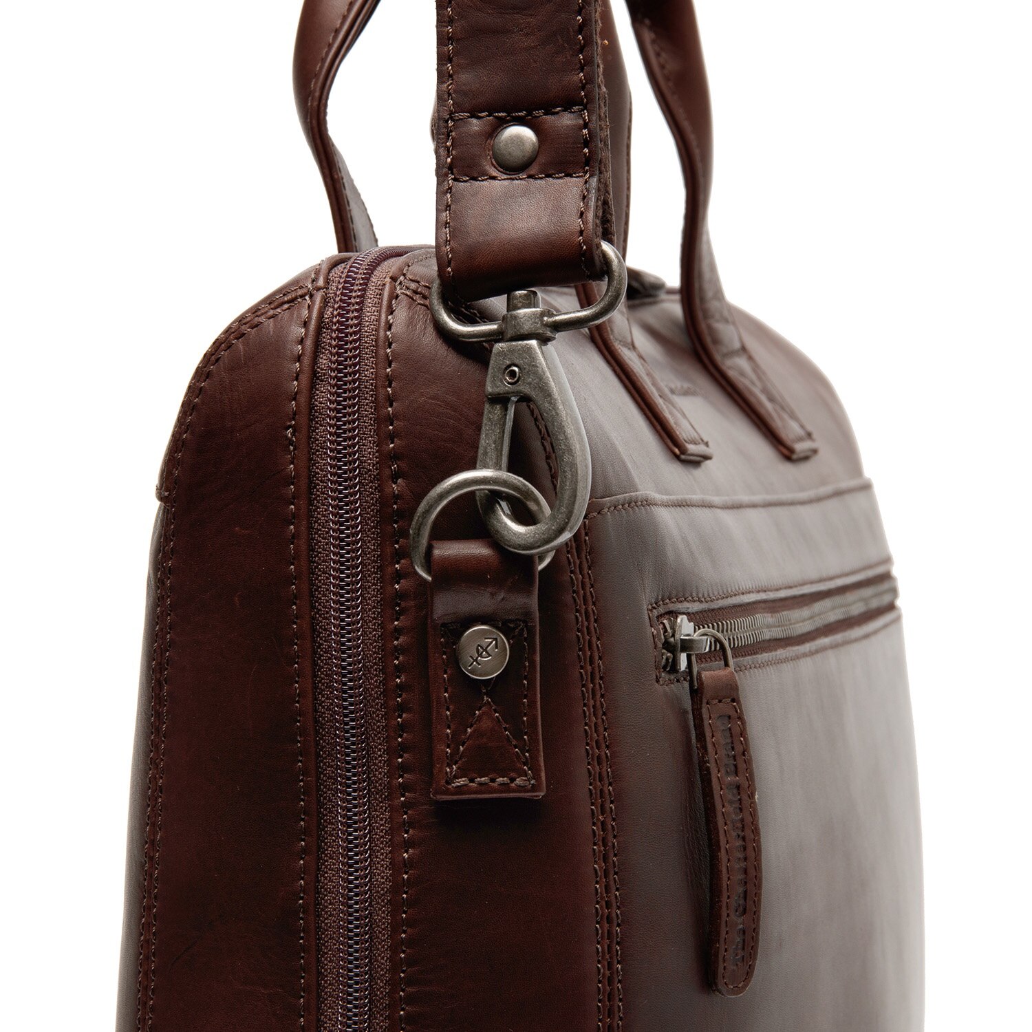 Geanta de laptop din piele naturala, The Chesterfield Brand, Levanto 14 inch, Maro inchis