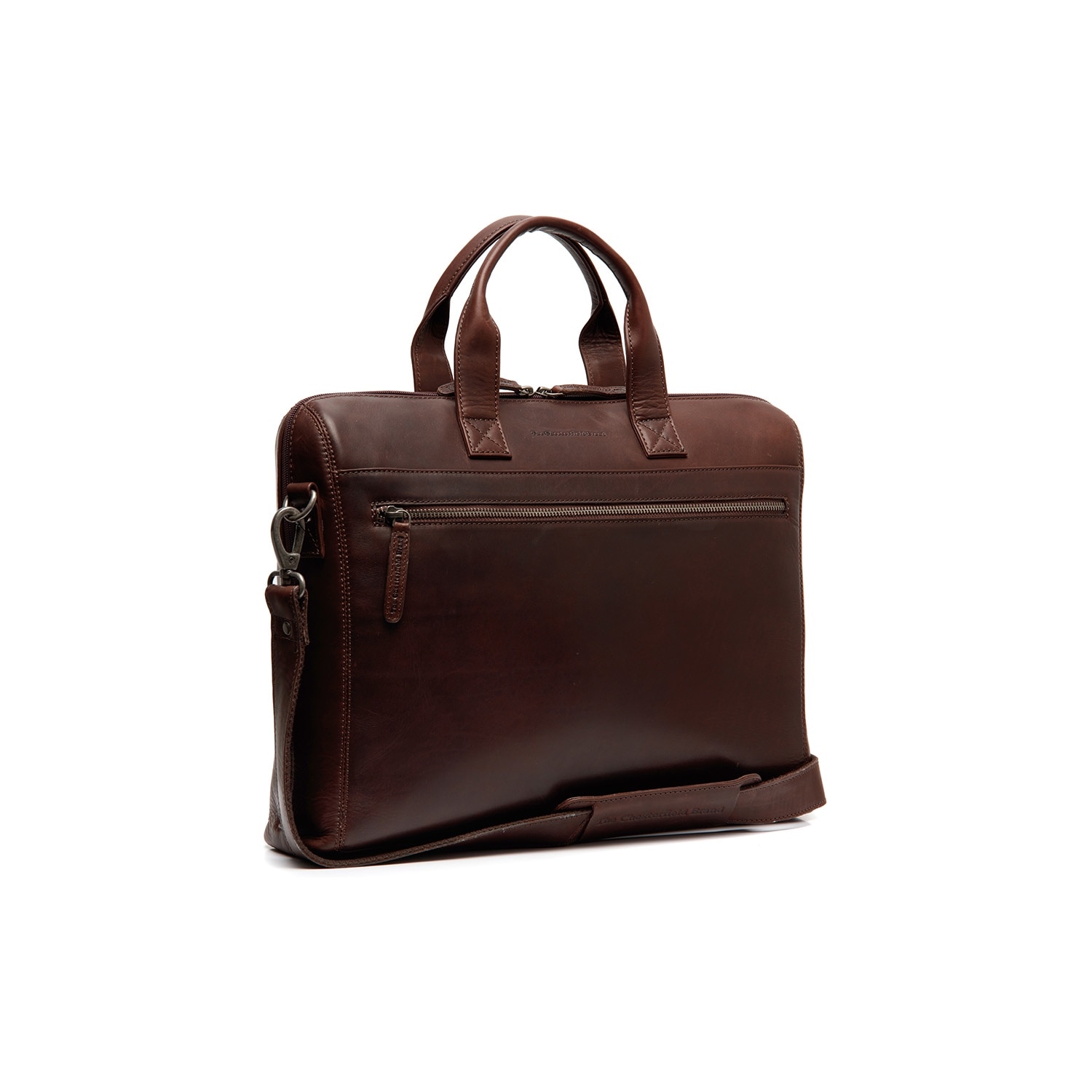 Geanta de laptop din piele naturala, The Chesterfield Brand, Levanto 14 inch, Maro inchis