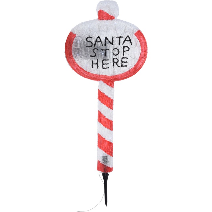 Decoratiune luminoasa Santa Stop Here, 40 LED-uri multicolor, inaltime 105 cm, protectie IP 44