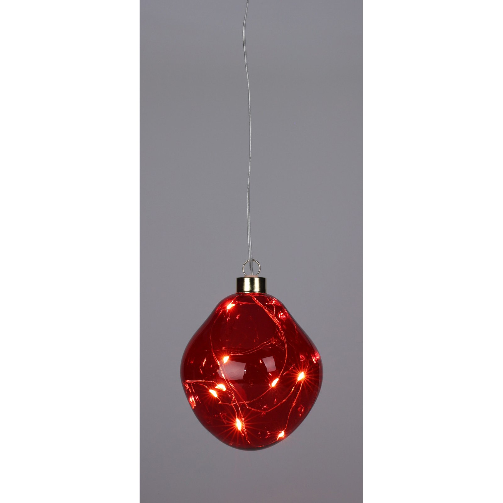 Glob decorativ cu 8 Led-uri Organic, diametru 10 cm, sticla, lumina alb-cald, rosu