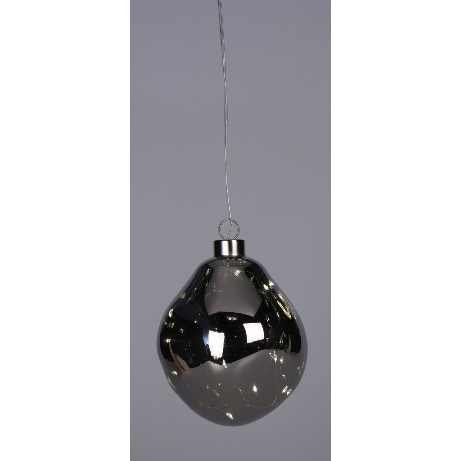 Glob decorativ cu 10 Led-uri Organic, diametru 12 cm, sticla, lumina alb-cald, argintiu