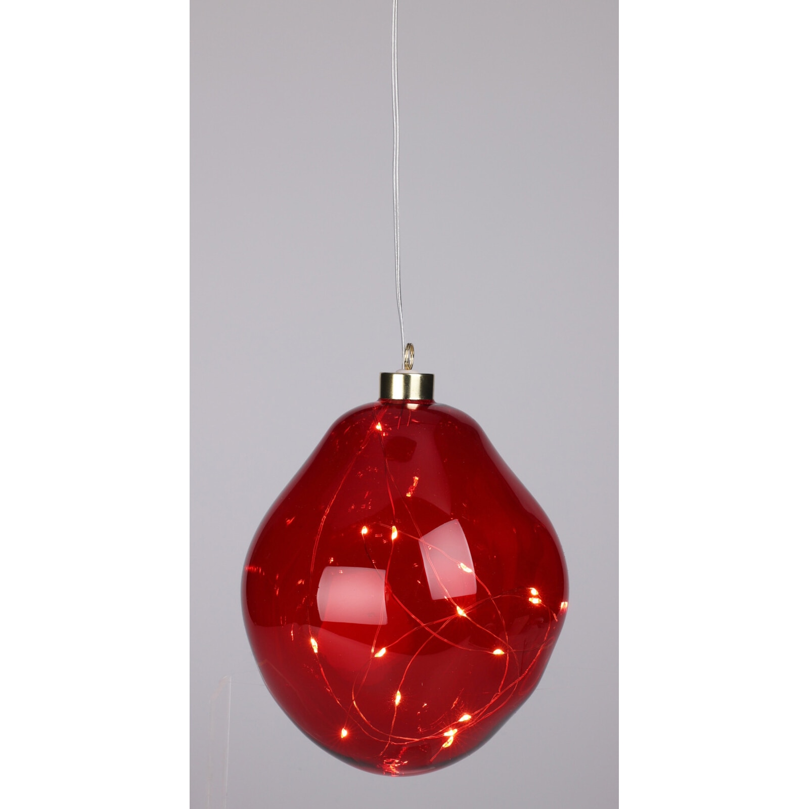 Glob decorativ cu 15 Led-uri Organic, diametru 15 cm, sticla, lumina alb-cald, rosu