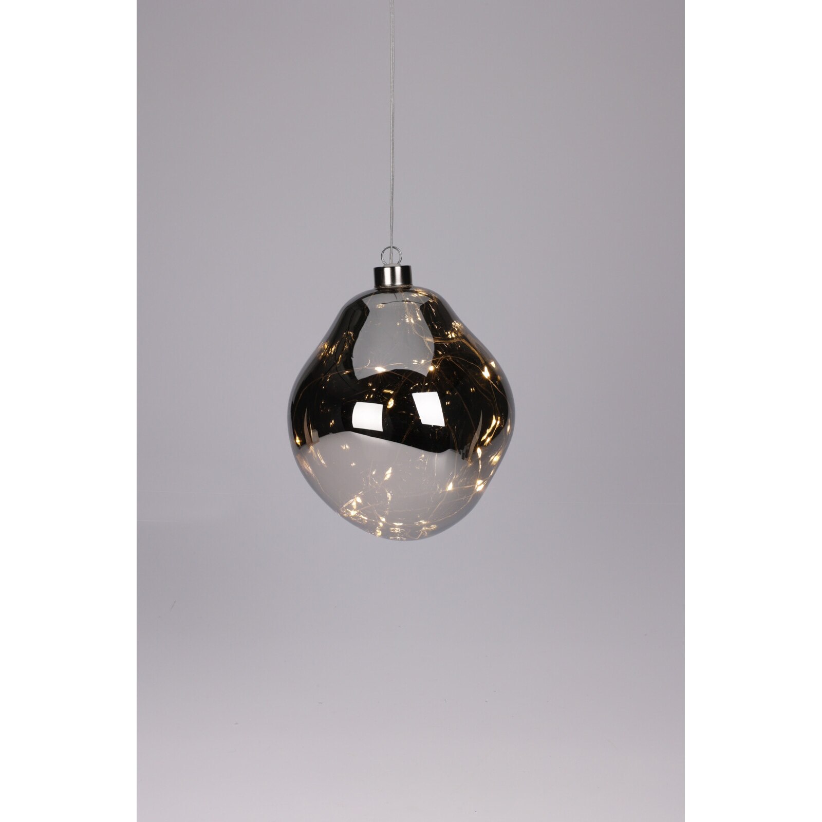 Glob decorativ cu 15 Led-uri Organic, diametru 15 cm, sticla, lumina alb-cald, argintiu