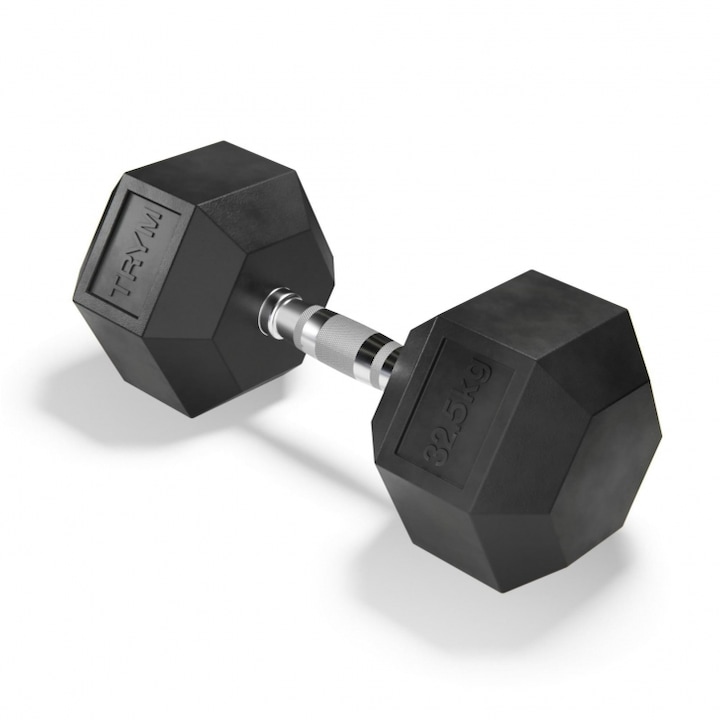 Gantera hexagonala 32, 5 kg, crom/negru, Trym