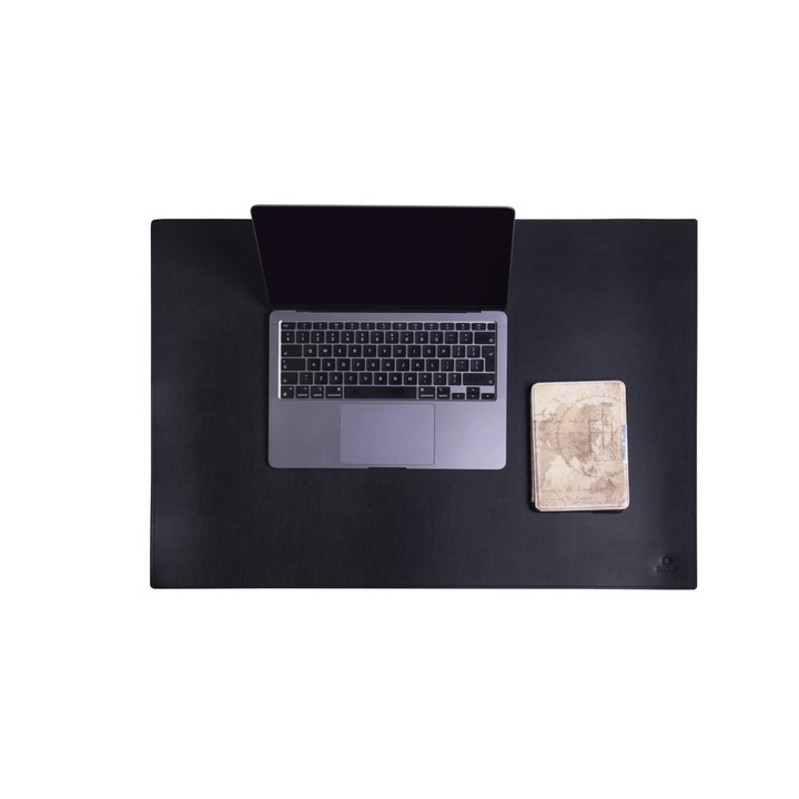 Mouse Pad elegant multifunctionala din Piele Naturala neagra marime XL 70x50 cm