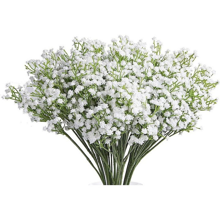 Set buchet floare artificiala YSBER, Gypsophila, 53cm, alb, set 10 buc