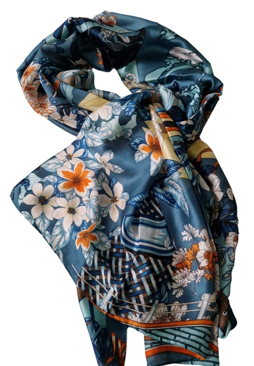 Esarfa matase cu flori