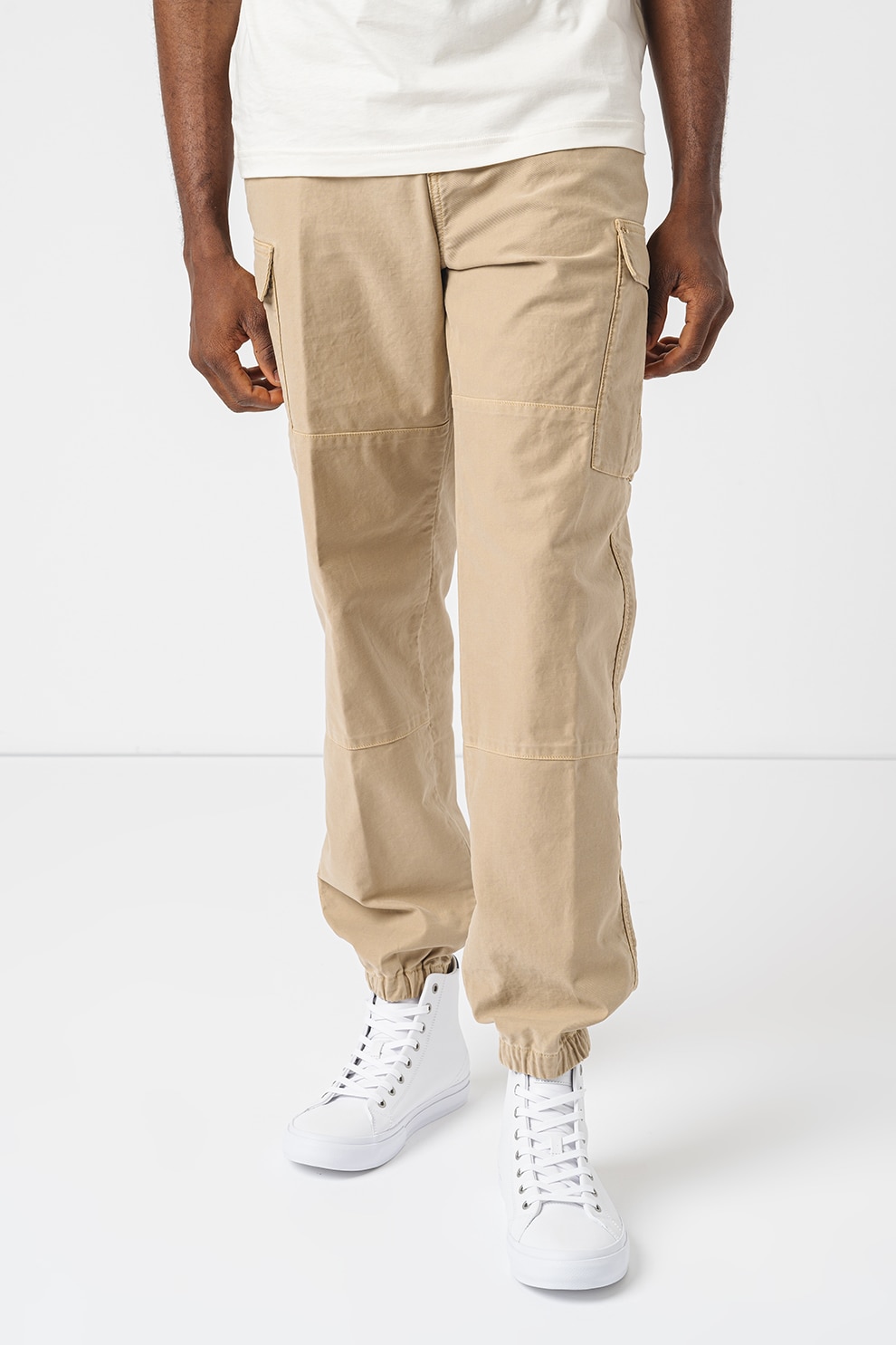 Tommy Hilfiger, Pantaloni cargo cu talie medie, Camel, W34-L32