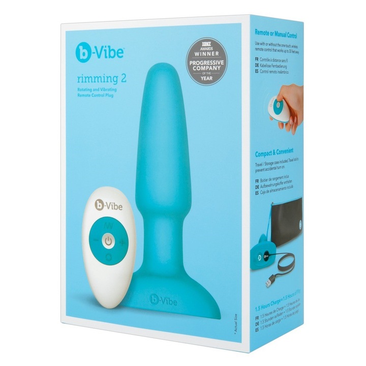 Anális dugó, b-Vibe Rimming Plug, 15 cm, kék