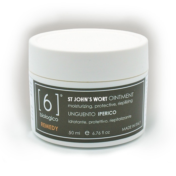 Unguent pentru dermatite, descuamare, muscaturi de insecte, arsuri solare, cu Sunatoare, hidratant, protector, regenerant, produs vegan, 6BIOLOGICO, 50ml