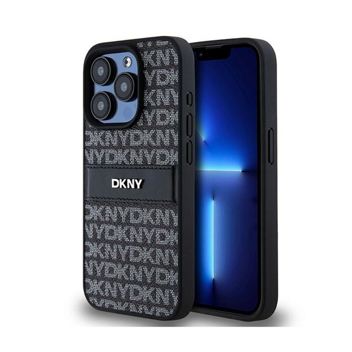 Telefontok, DKNY, TPU / polikarbonát / bőr, iPhone 15 Pro Max készülékhez, fekete