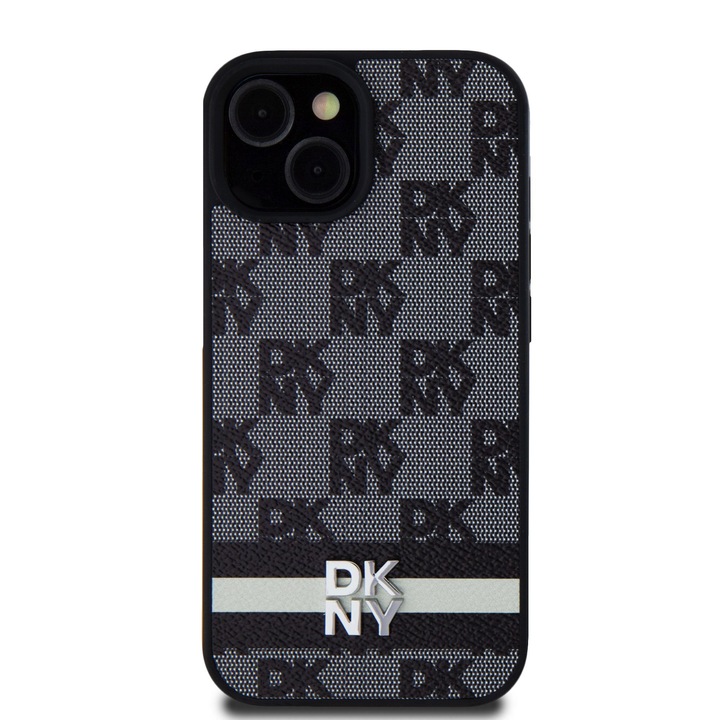 iPhone 13/14/15, DKNY, monogram, ökológiai bőr/TPU, fekete borítás