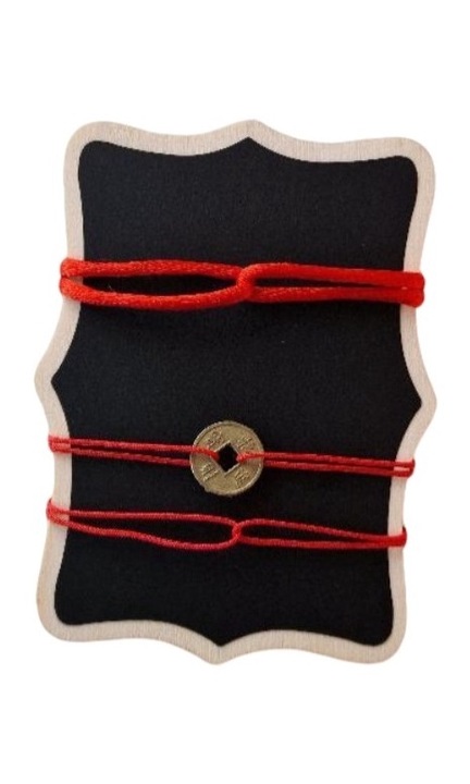 Set 3 bratari bebe cu banut chinezesc pentru noroc cu snur rosu