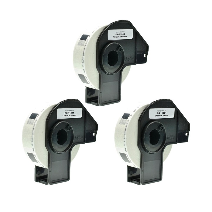 3 tekercses ragasztószalag készlet DK 11204 17 mm X 54 mm fehér kompatibilis Brother P-Touch QL 1000 sorozat / QL 1050 / QL 1050 N / QL 1060 N / QL 500 / QL 550 / QL 560 / QL 560 / 0 sorozat / QL 570 / QL 580 / QL 650 TD / QL 700 / QL 710 W / QL 720 NW