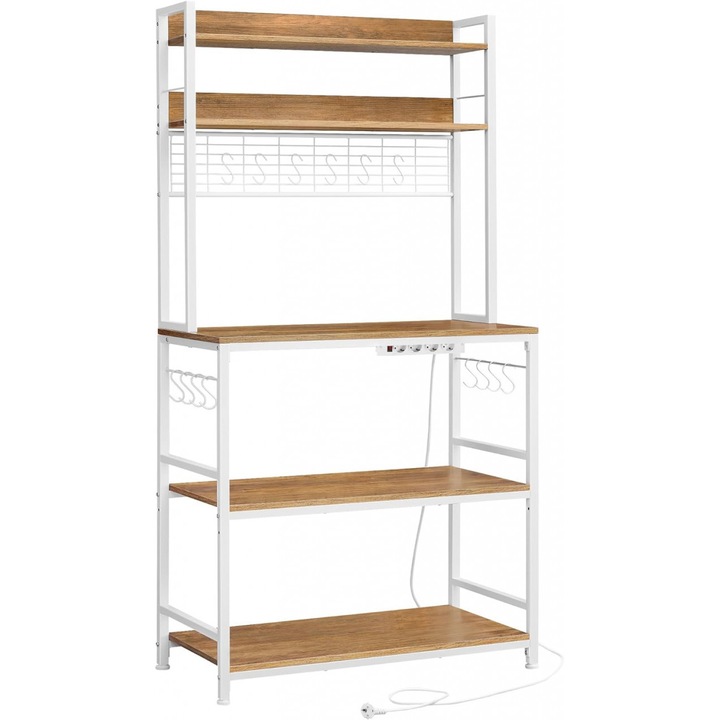 Konyhai polc Ishaan modell, barna/fehér, 80x40x170 cm