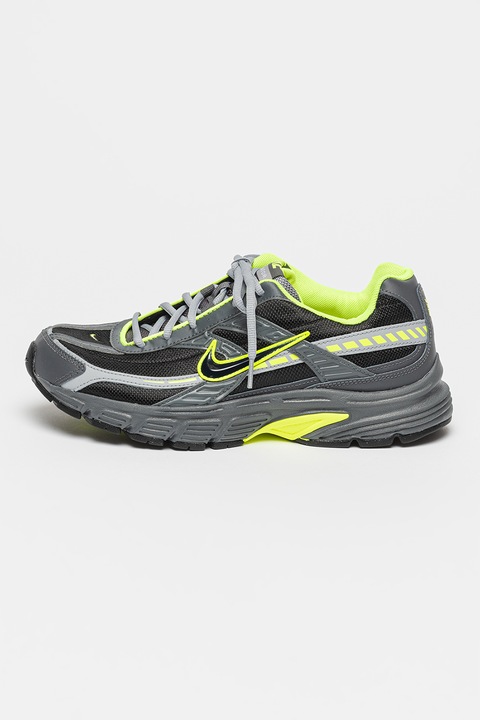 Nike, Спортни обувки Initiator с кожа, Черен/Сив/Неоново зелено