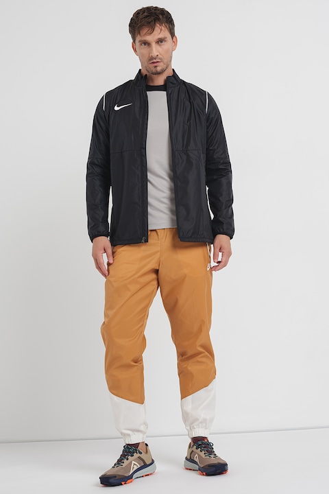 Nike, Jacheta cu logo contrastant pentru fotbal, Alb/Negru