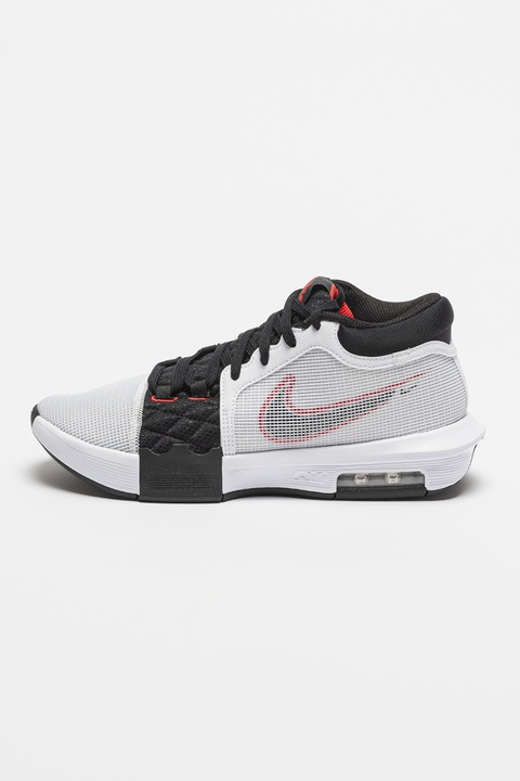 Nike, Pantofi cu brant moale, pentru baschet LeBron Witness VIII, Negru/Alb murdar