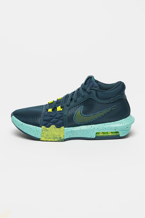 Nike, Pantofi cu brant moale, pentru baschet LeBron Witness VIII, Bleumarin/Verde menta