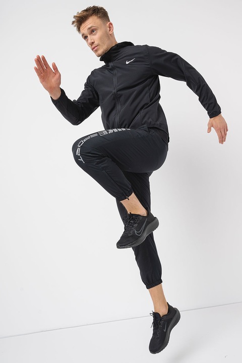 Nike, Jachetacu tehnologie Dri-Fit si gluga, pentru antrenament Form, Negru