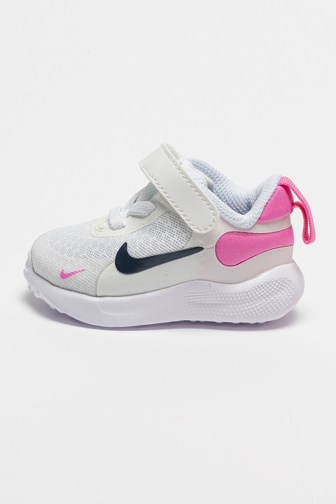 Nike, Revolution 7 Pantofi cu velcro, pentru alergare, Negru/Alb murdar/Roz