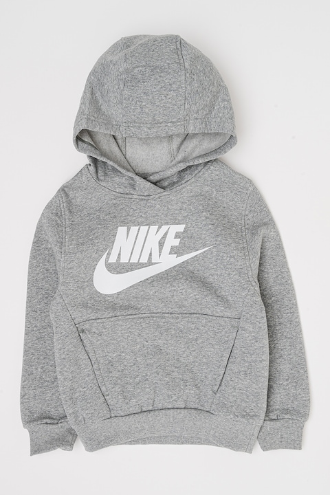 Nike, Худи Club с гумирано лого, Светлосив меланж