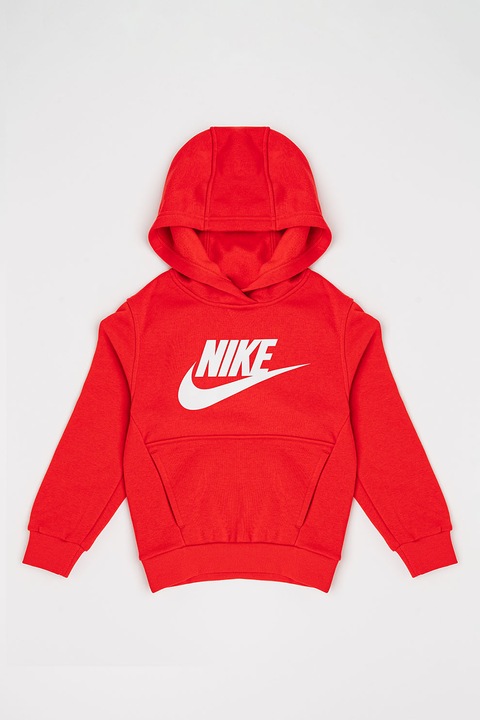 Nike, Худи Club с гумирано лого, Бял/Аленочервен