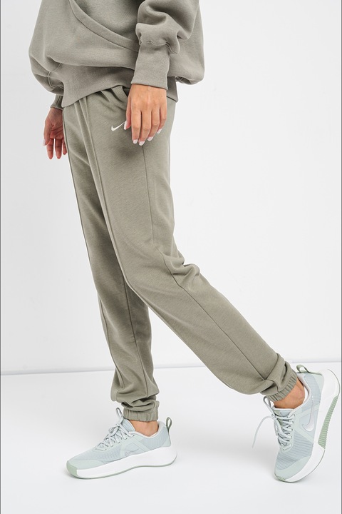 Nike, Pantaloni de trening din amestec de bumbac cu buzunzare laterale, Verde sparanghel