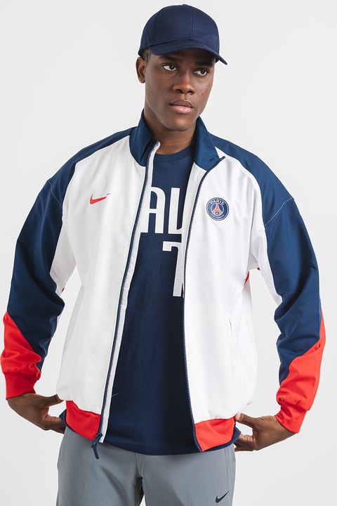 Nike, Jacheta cu fermoar, pentru fotbal, Rosu/Albastru inchis/Alb optic