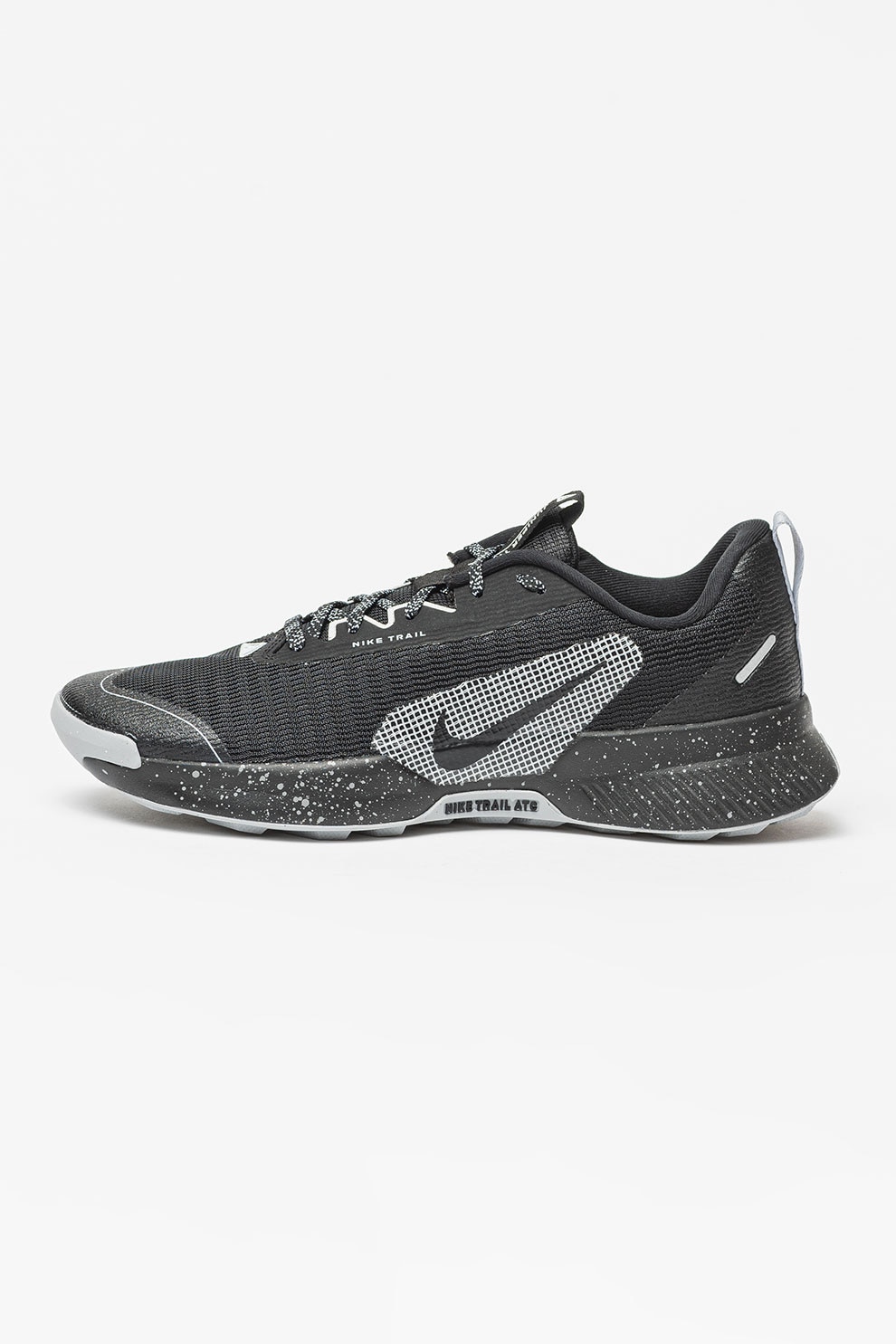 Nike, Pantofi cu monograma pentru alergare Juniper Trail 3, Negru, Gri cenusiu deschis, 7