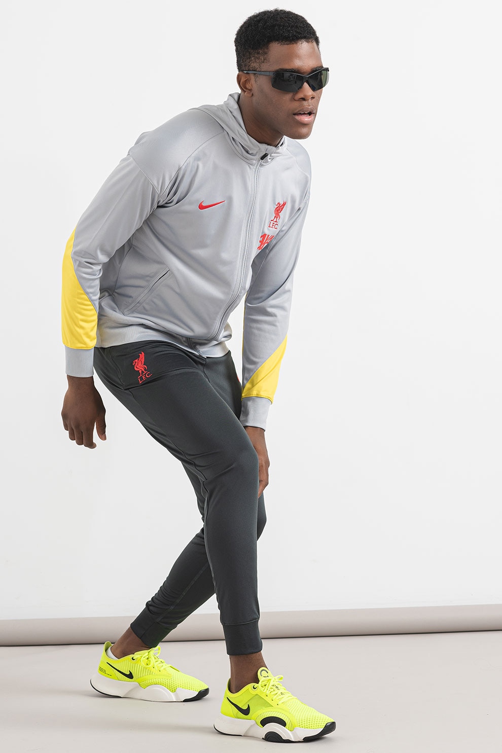 Nike, Trening slim fit cu gluga, pentru fotbal Liverpool F.C, Gri