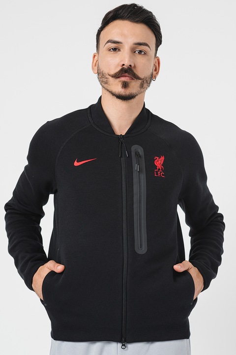Nike, Jacheta cu maneci raglan, pentru fotba, Negru/Rosu vermillion