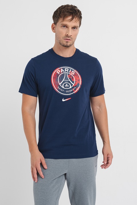 Nike, Tricou cu imprimeu pentru fotbal, Alb/Rosu vermillion/Bleumarin