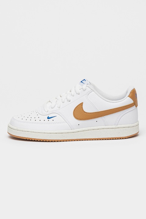 Nike, Pantofi sport Court Vision Low Next Nature, Alb, Caramel, 9.5