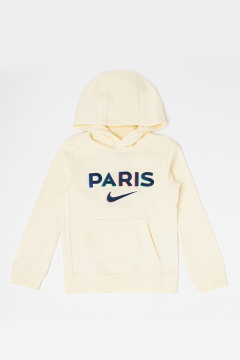 Nike, Футболно худи с принт, Бледожълт/Тъмносин