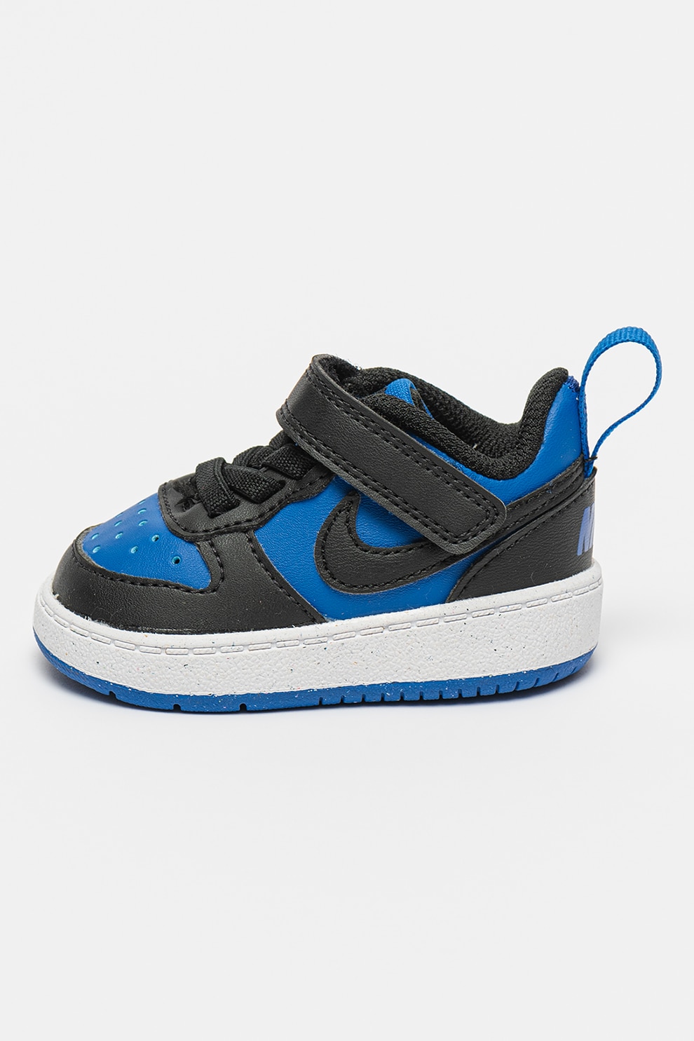 Nike, Pantofi sport cu velcro Court Borough, Negru, Blue Royal, 23.5 EU