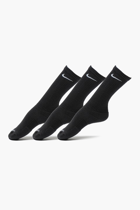 Nike, Унисекс фитнес чорапи Everyday Plus - 3 чифта, Черен