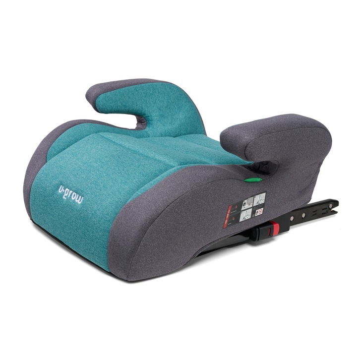 Детско столче за кола U-Grow, 125-150 см, Сертификат R129, С isofix, Зелен/Сив