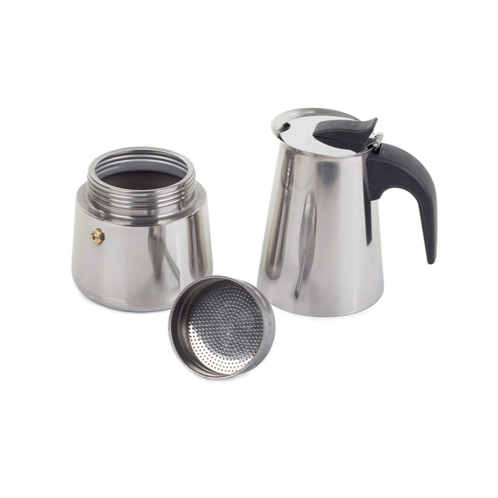 Ibric cafea 450 ml, capacitate 9 cesti, otel inoxidabil, 21 x 8.5 x 12 cm