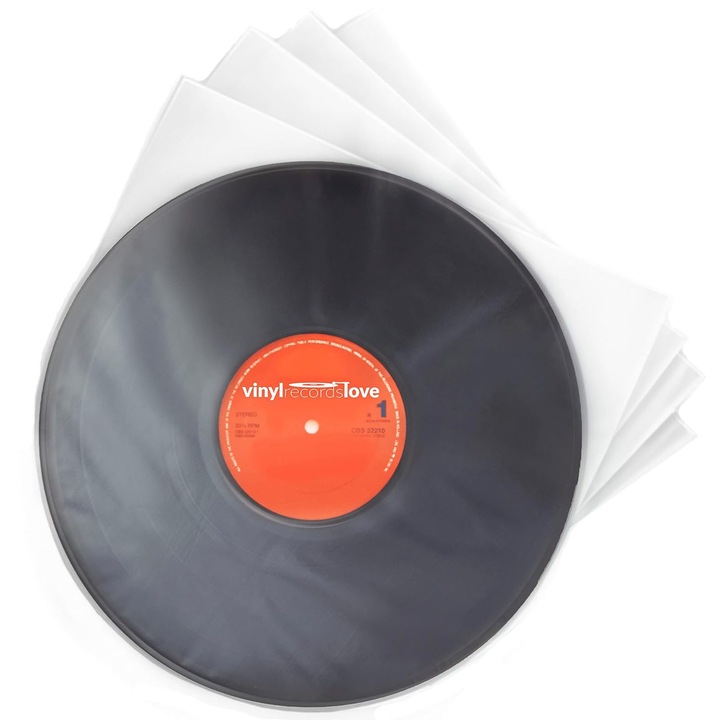 Lemezvédő fólia, BOMSTOM, antisztatikus, 12'', 50 db, 30,8x30,8 cm, 0,08 mm, félkör alakú