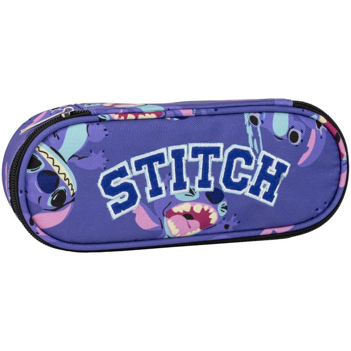 Stitch ovális tolltartó, nem felszerelt, 1 cipzár, 22,5 x 8,5 x 5 cm