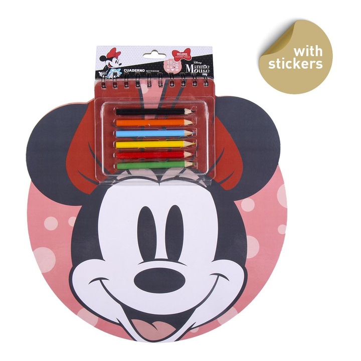 Caiet de colorat, Minnie, 6 creioane colorate incluse