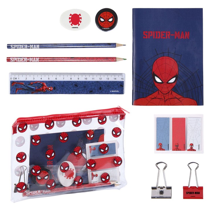 Set de papetarie pentru scoala, Spider-Man, 12 piese,