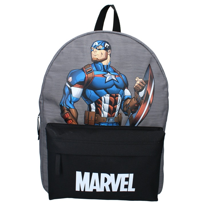 Ghiozdan copii, Captain America, 2 fermoare, 39 x 29 x 12 cm