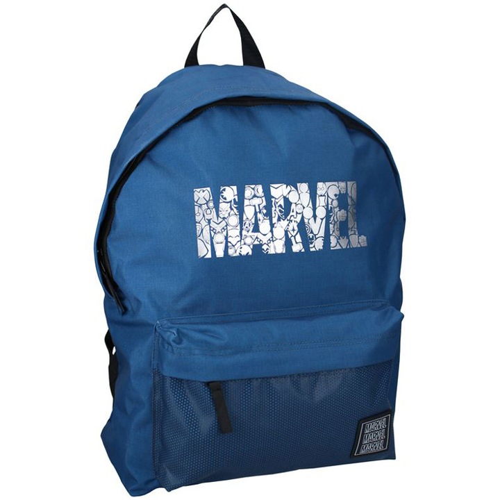 Ghiozdan Marvel, 2 fermoare, 35 x 27 x 18 cm, Albastru