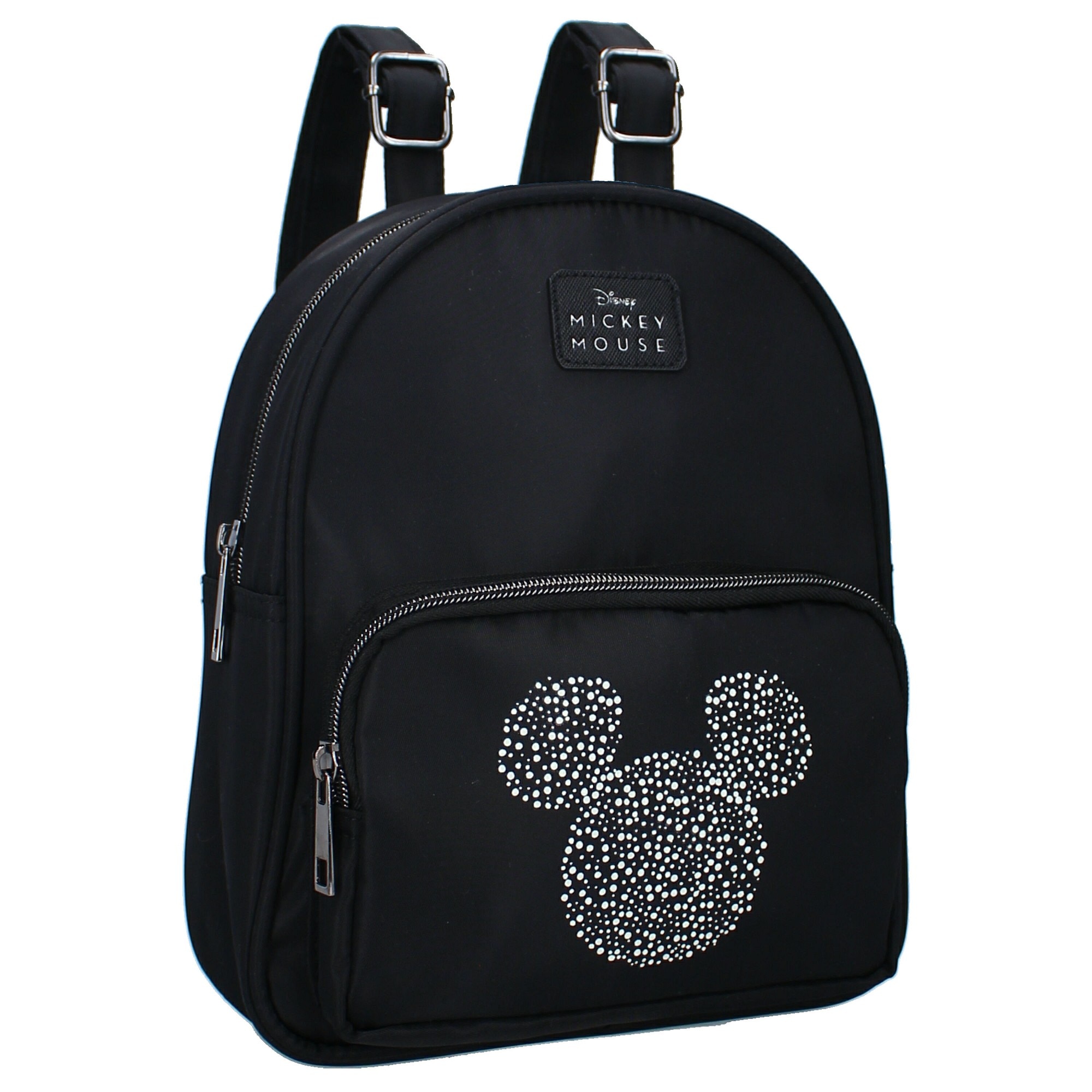 Rucsac copii, Mickey Mouse, 2 fermoare, 25 x 21 x 9 cm, Negru