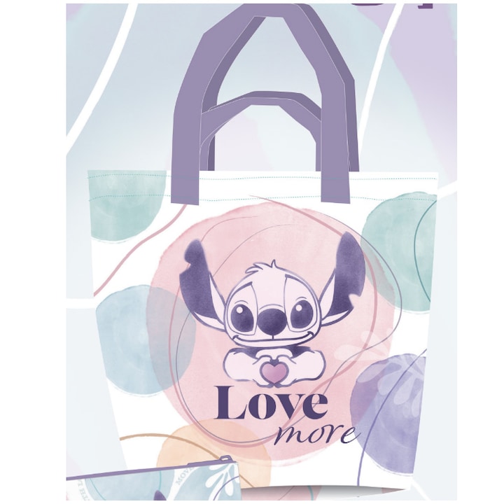 Stitch iskolai válltáska, 48x42x17 cm, Pasztell