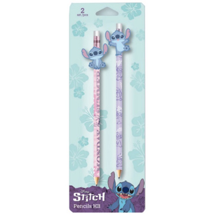 2 db-os ceruzakészlet, Stitch, HB, Rózsaszín- Kék